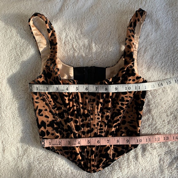 HOUSE OF CB Jacqueline Velvet Leopard Stretch Sexy Push Up Corset Bustier Top - Picture 5 of 16